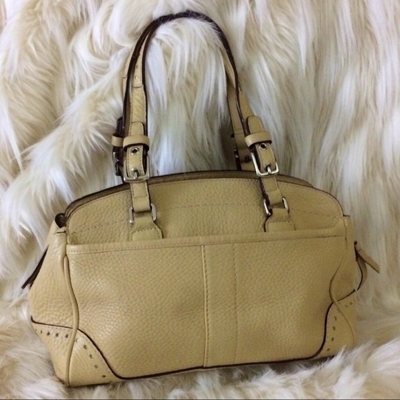 Coach Vintage Neutral Beige Sand Tan Cream Pebbled Leather Hand Bag Purse - Picture 2 of 8